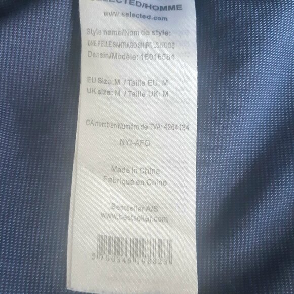 Selected SZ M Men's Blue Button Up Dress Shirt - Picture 8 of 12